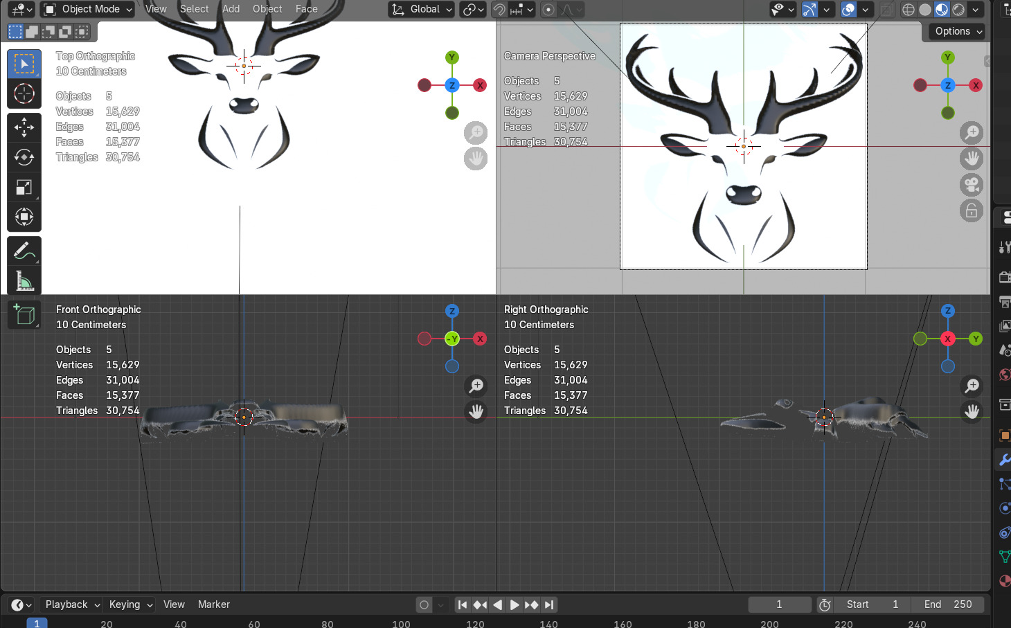 Stylized Deer Head 3D Model for Art Print and Digital Use 3D model_6