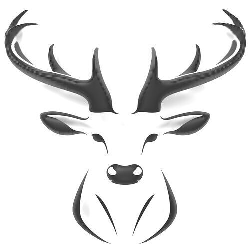 Stylized Deer Head 3D Model for Art Print and Digital Use 3D model