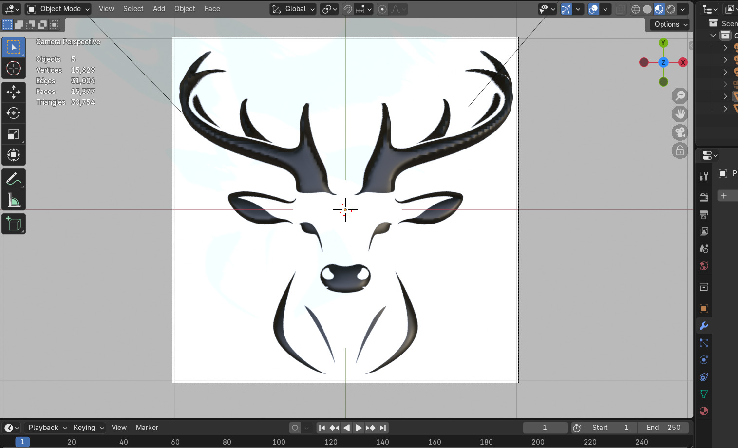Stylized Deer Head 3D Model for Art Print and Digital Use 3D model_5
