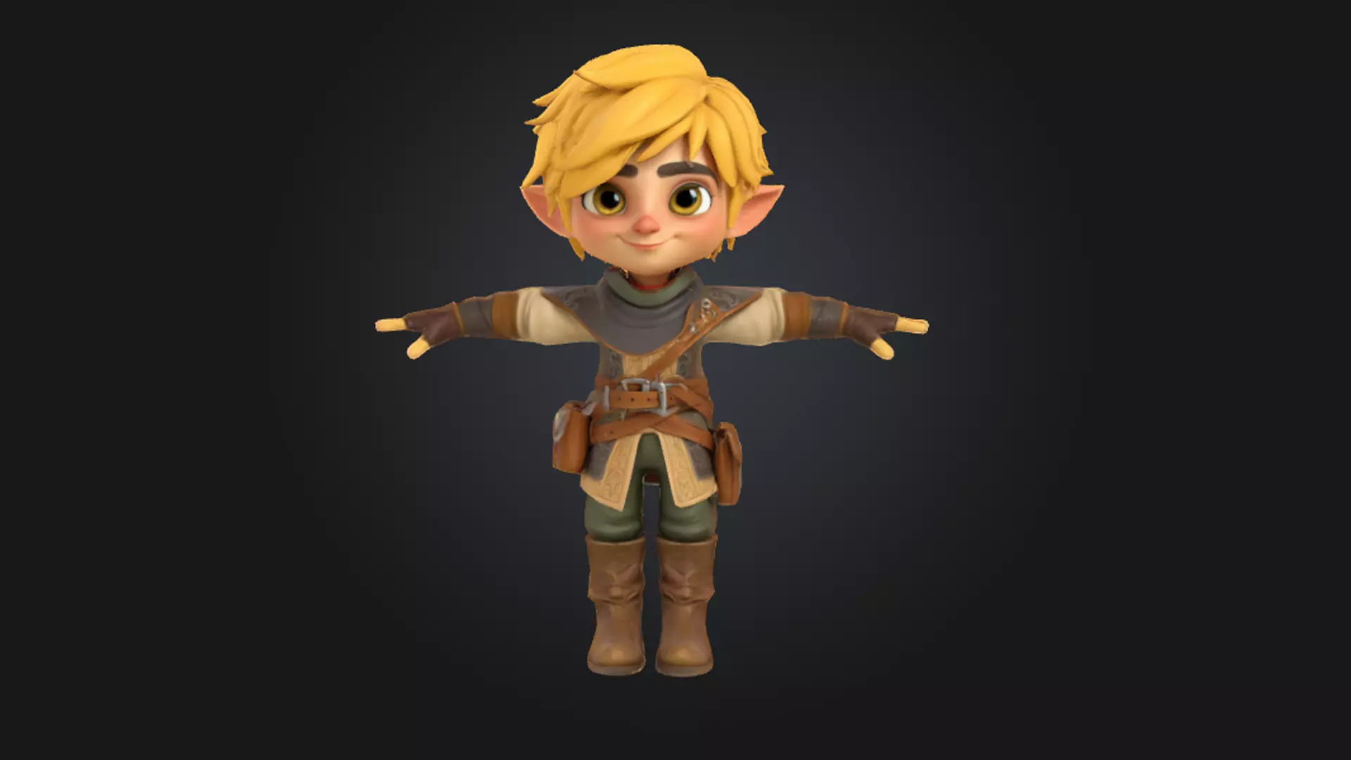 Elf Explorer Animated Low-poly 3D model_0