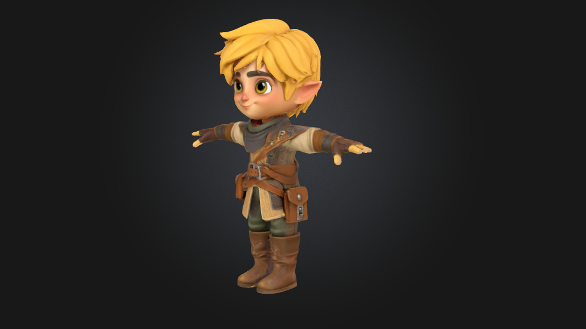 Elf Explorer Animated Low-poly 3D model_2