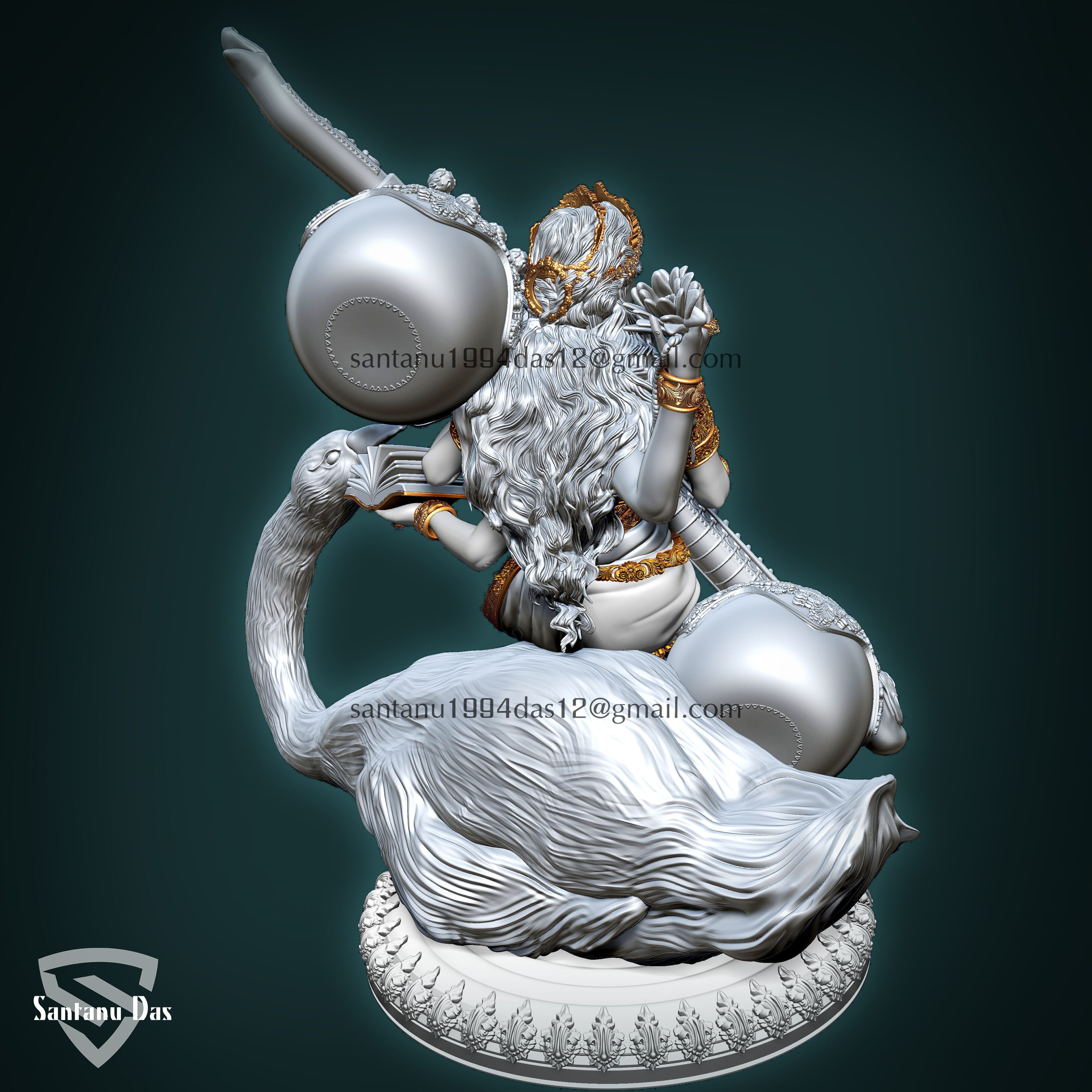 Saraswathi Goddess  3d Print STL 3D print model_8