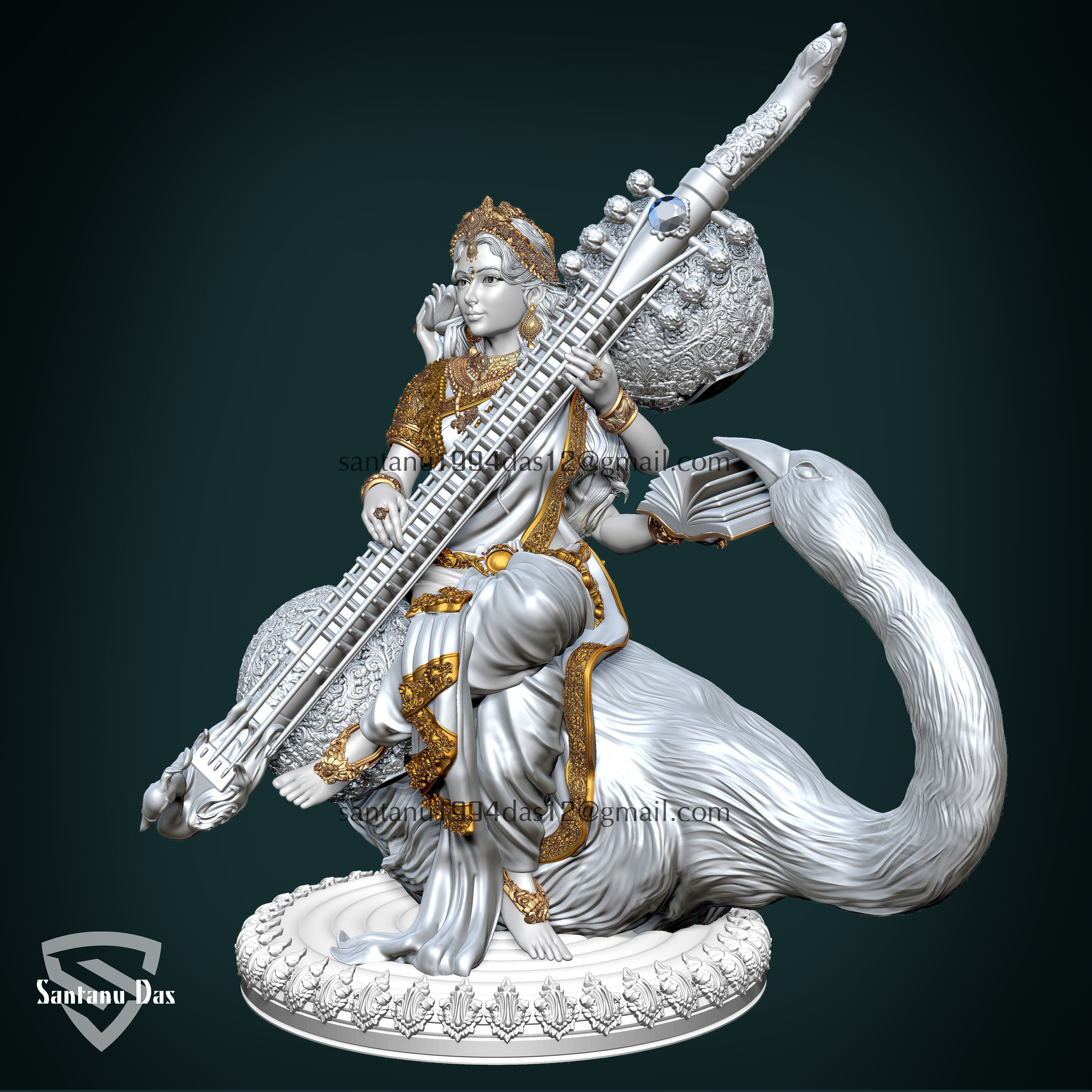 Saraswathi Goddess  3d Print STL 3D print model_2