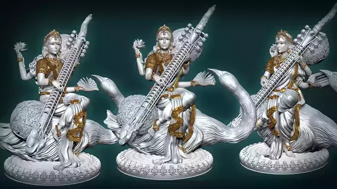 Saraswathi Goddess  3d Print STL