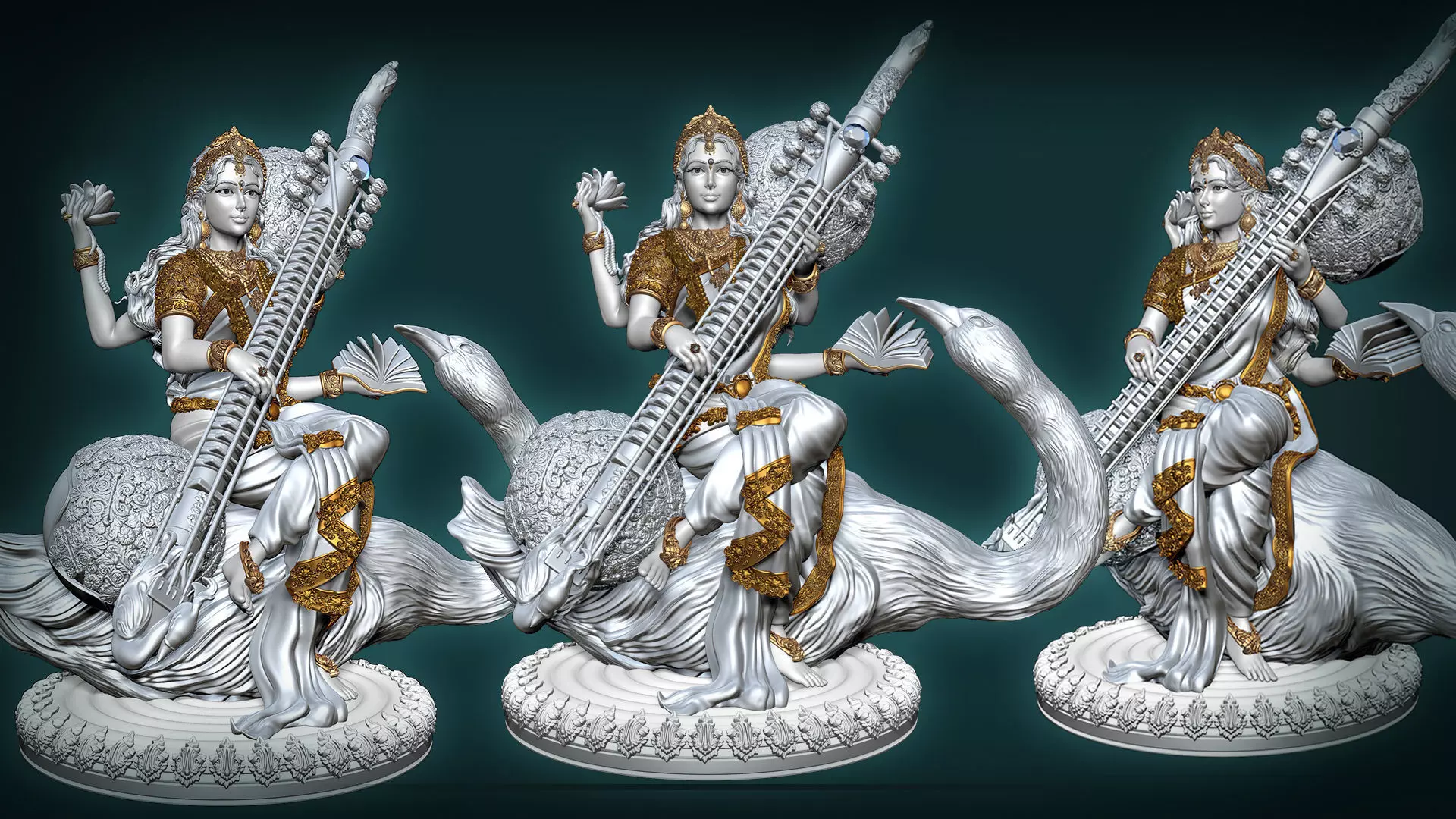 Saraswathi Goddess  3d Print STL 3D print model_0