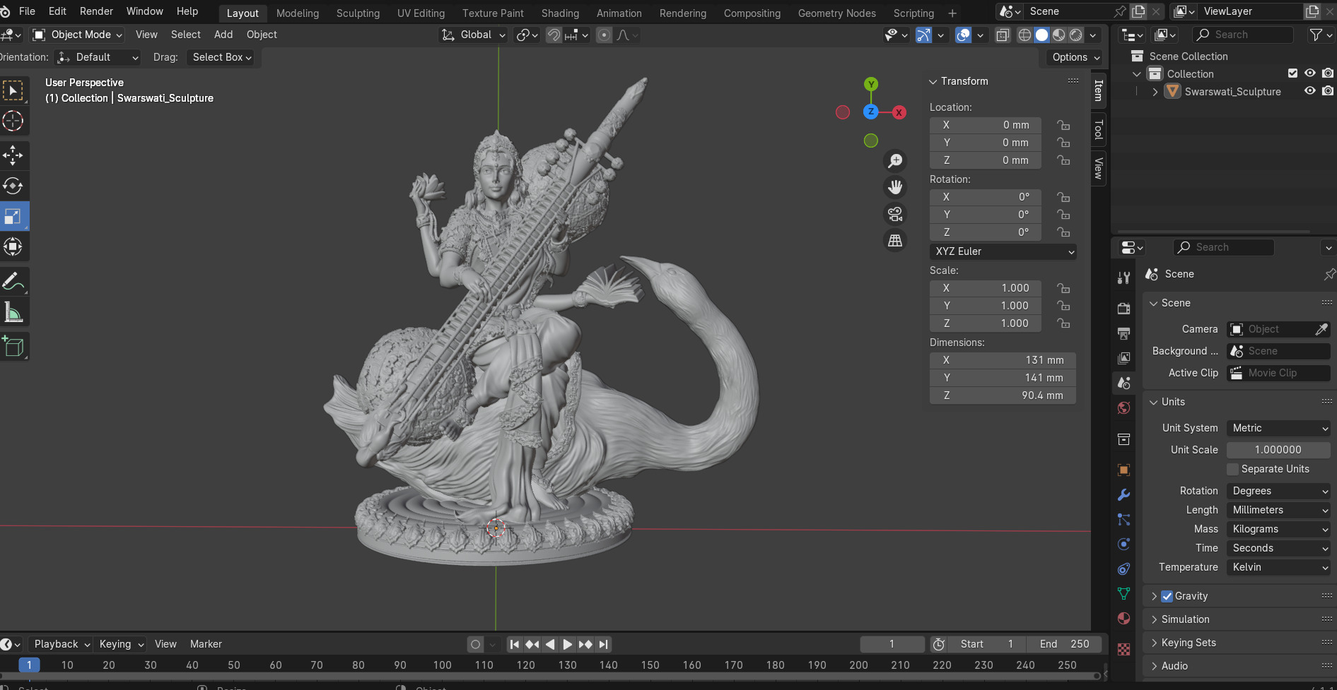 Saraswathi Goddess  3d Print STL 3D print model_12