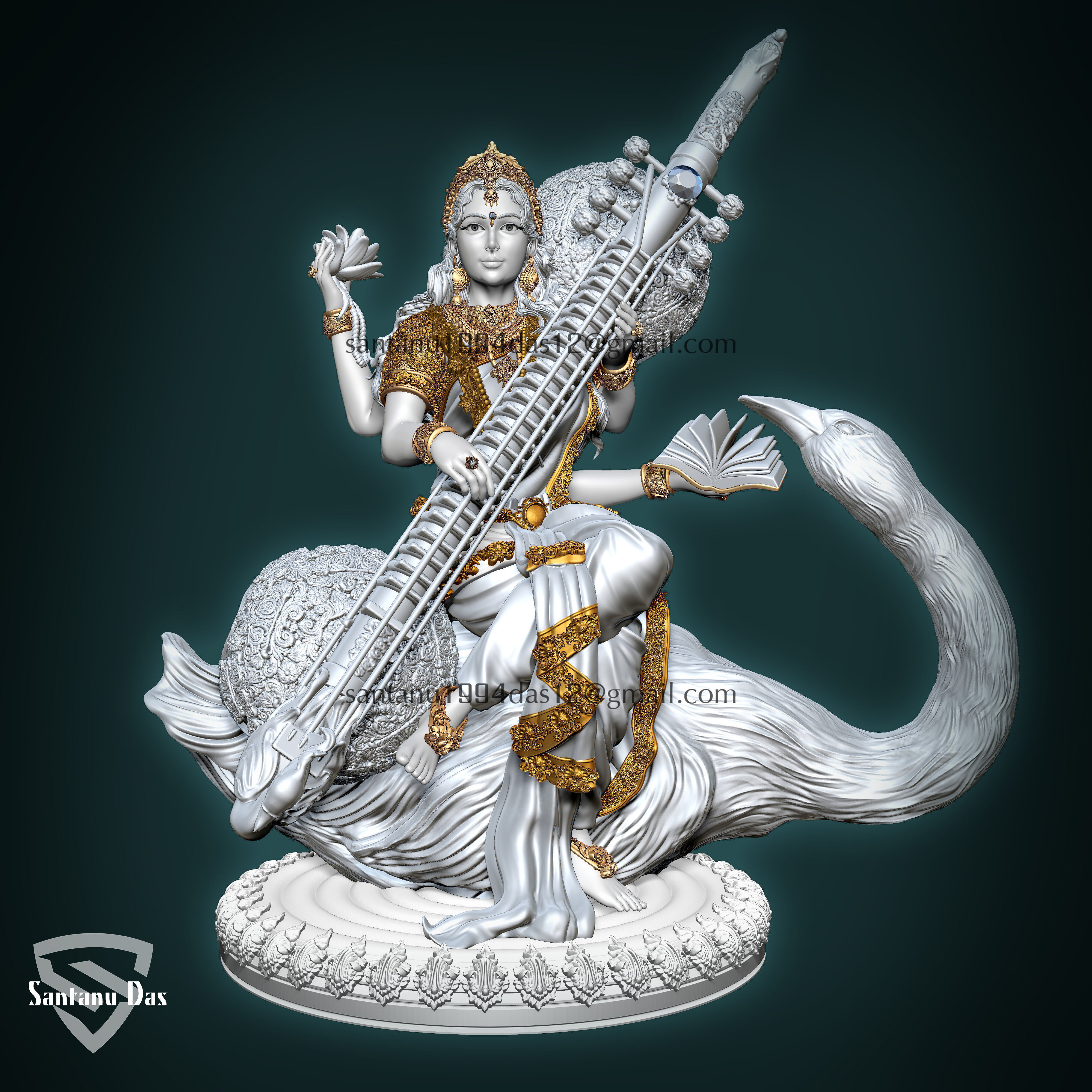Saraswathi Goddess  3d Print STL 3D print model_1