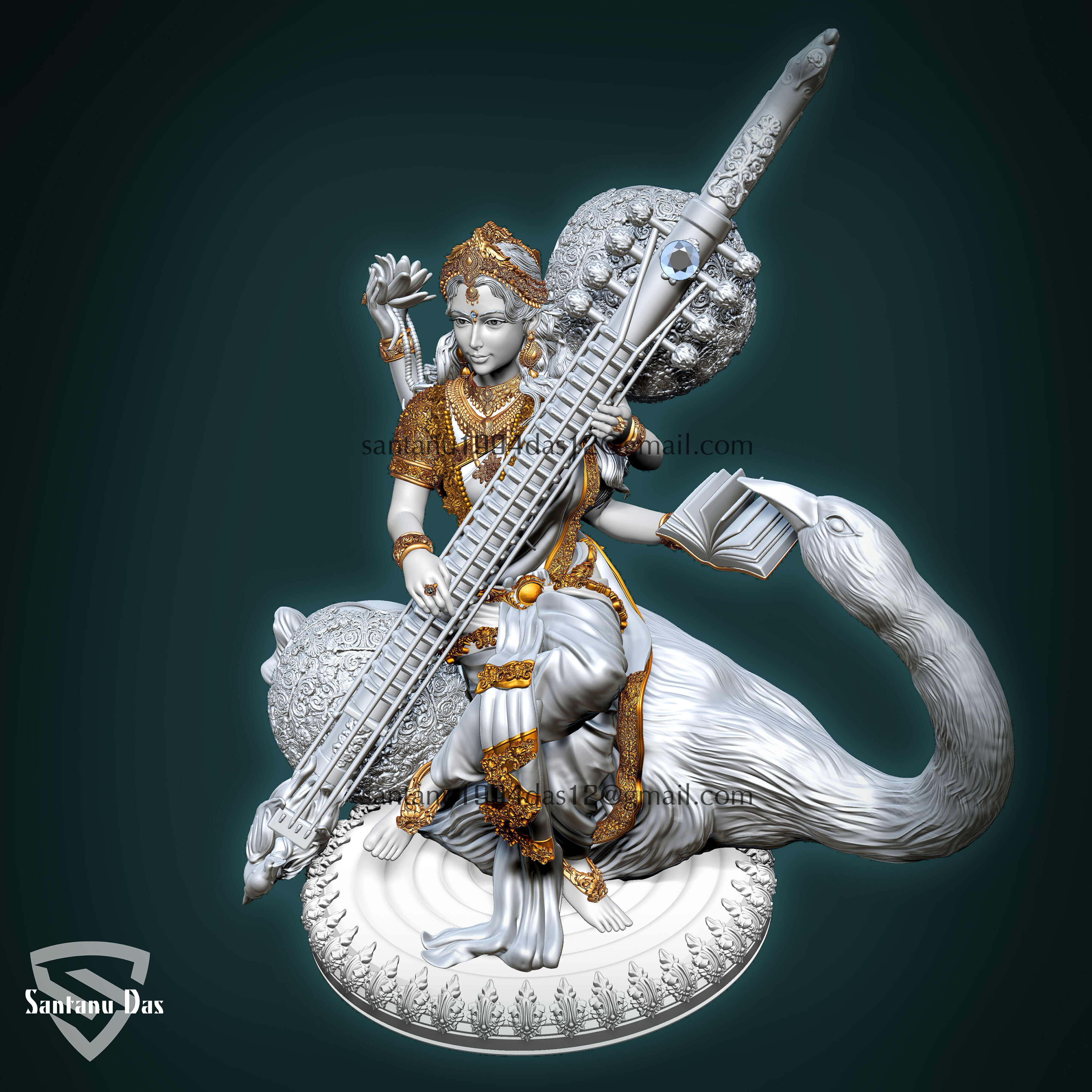 Saraswathi Goddess  3d Print STL 3D print model_10