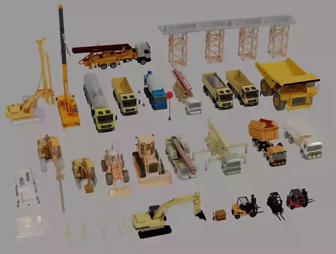 Engineering construction vehicles 3D model