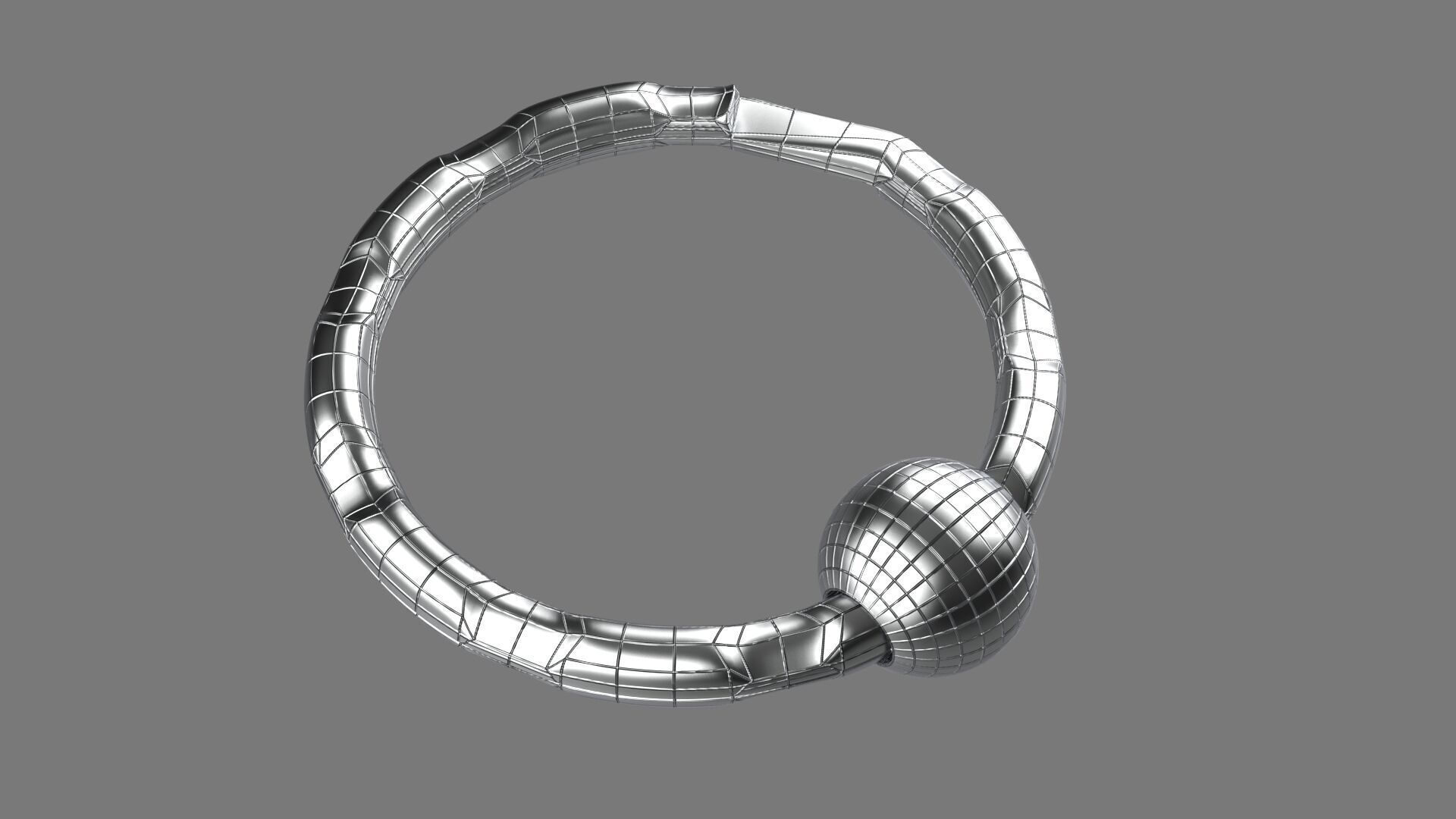 Keychain Nine 3D Model key ring with chain Low-poly 3D model_1