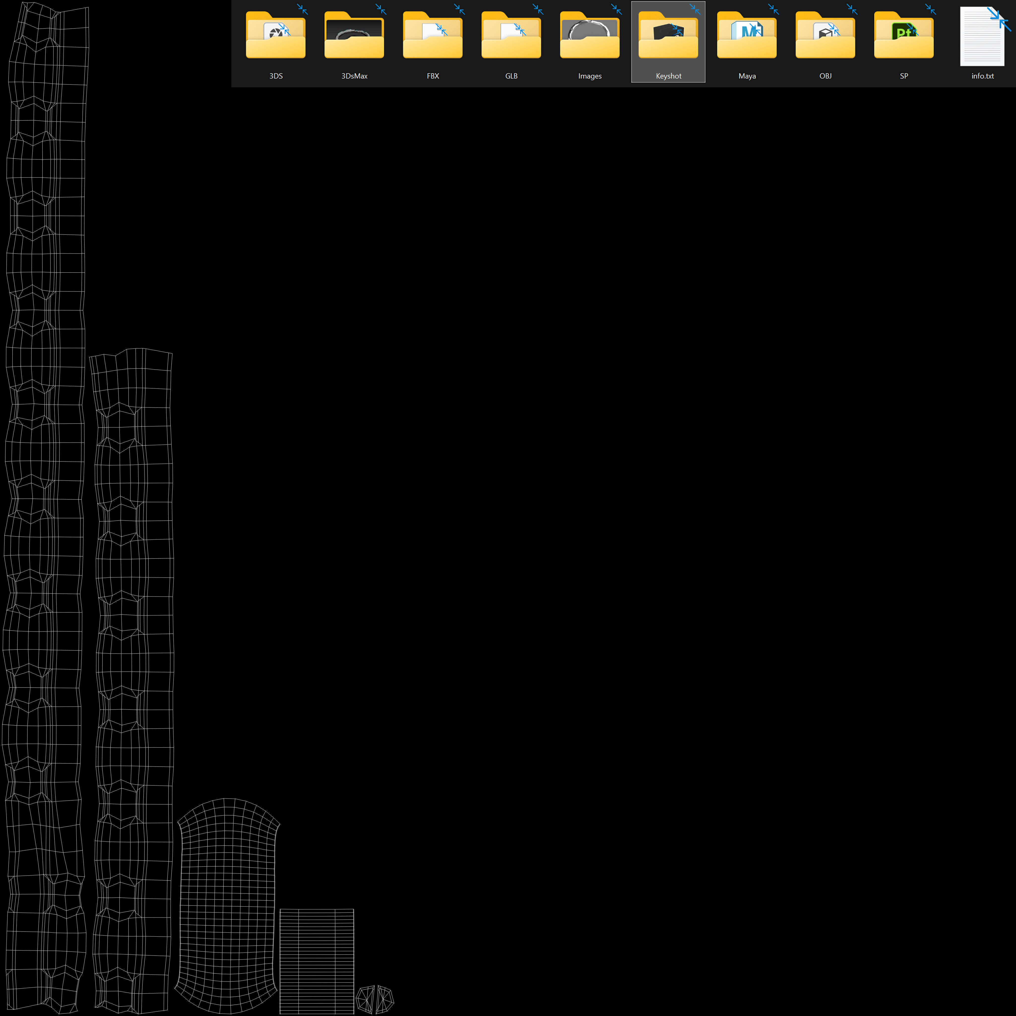 Keychain Nine 3D Model key ring with chain Low-poly 3D model_2