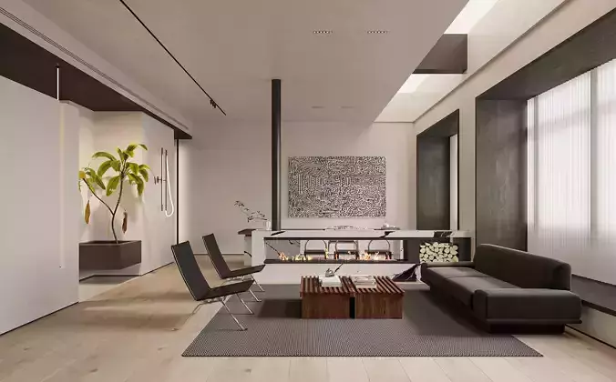 modern villa interior scenes  145