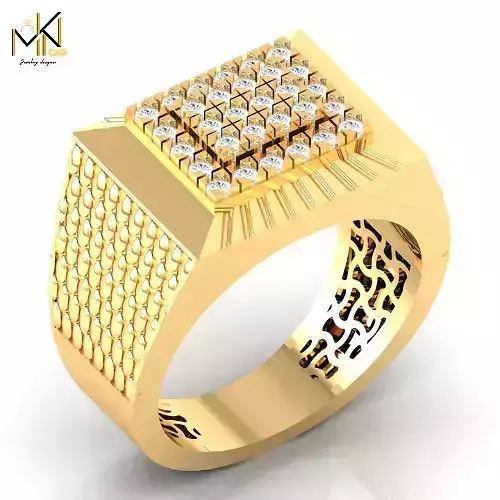 Diamond Cluster Signet Ring