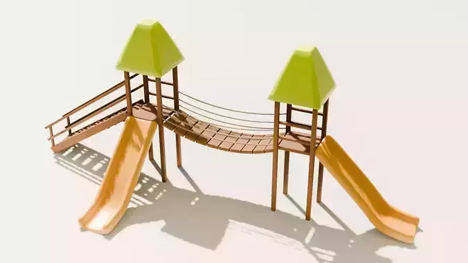 Playground castle with a slide