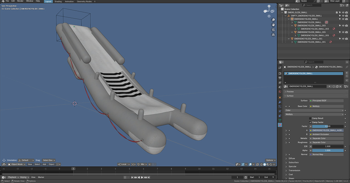 Aircraft Evacuation Slides Low-poly 3D model_10