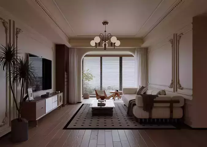 Luxurious living room and balcony146