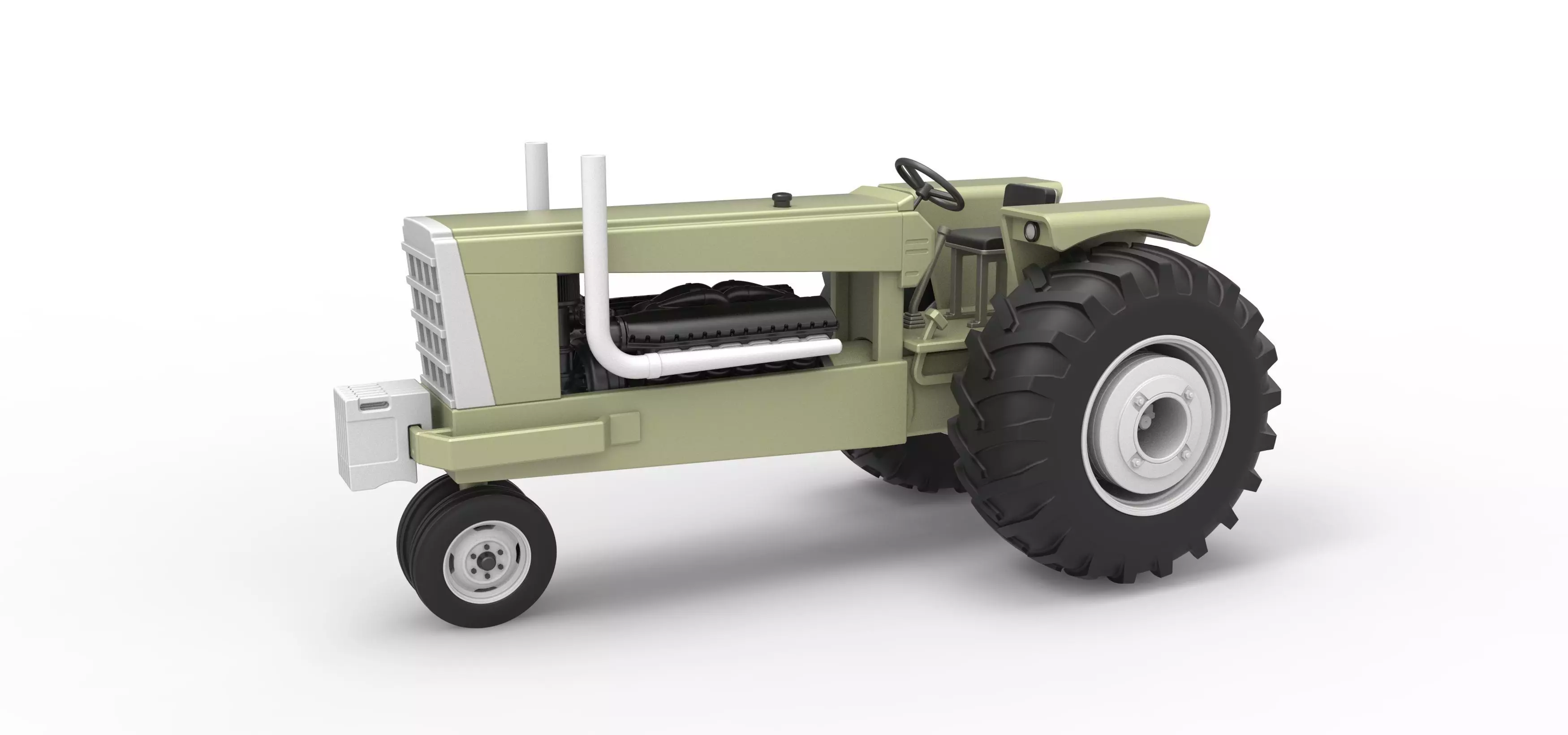 Vintage Pulling tractor Version 2 Scale 1 to 25 3D print model_0