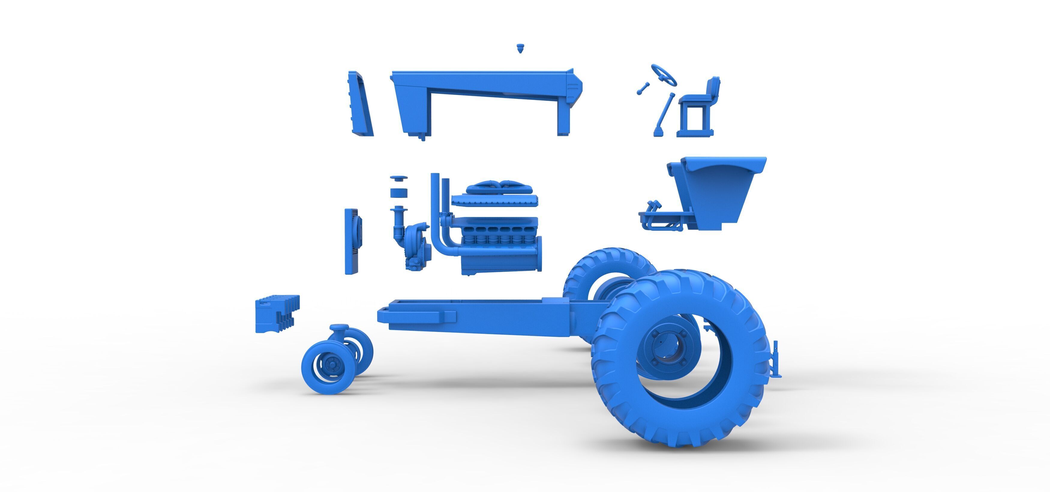 Vintage Pulling tractor Version 2 Scale 1 to 25 3D print model_43