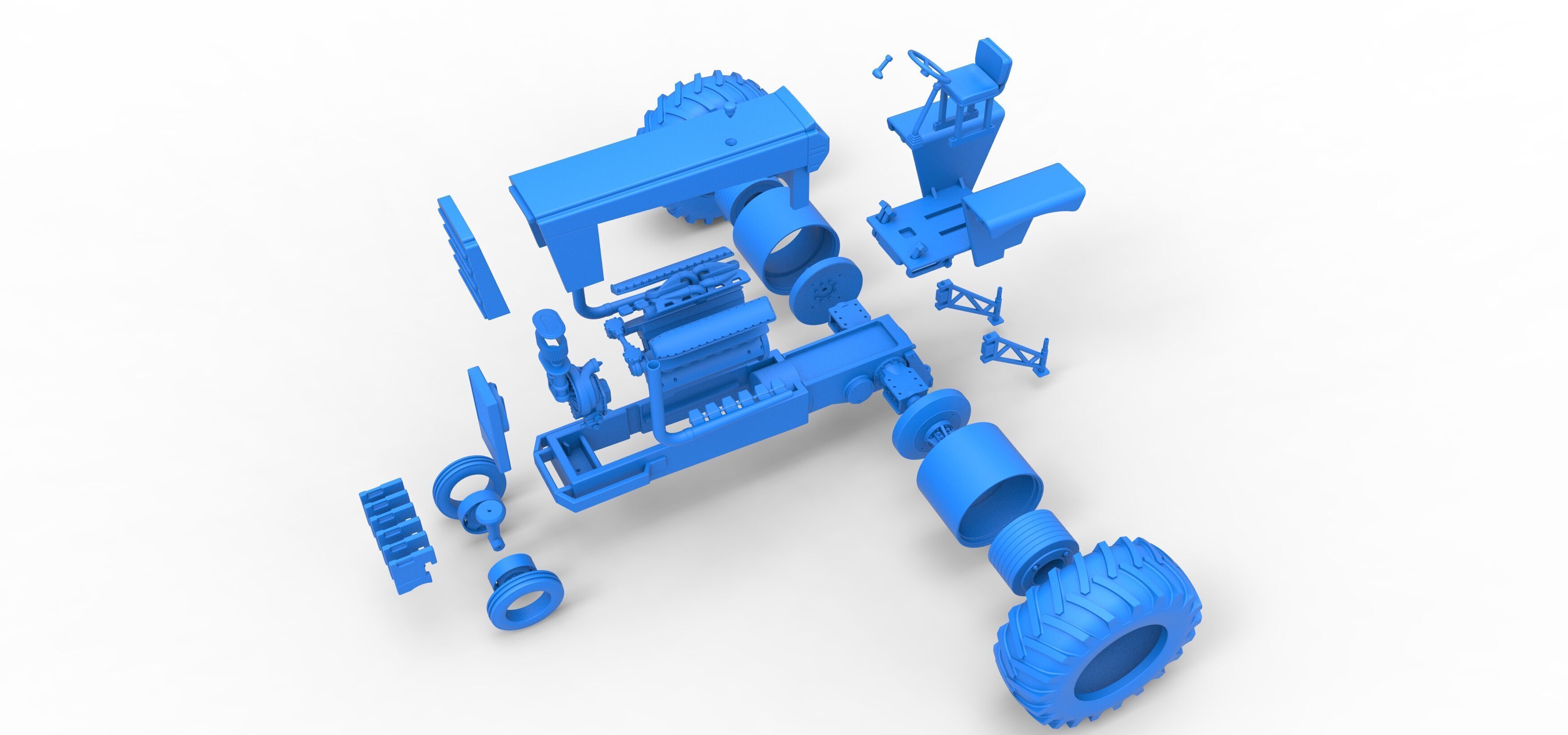 Vintage Pulling tractor Version 2 Scale 1 to 25 3D print model_40