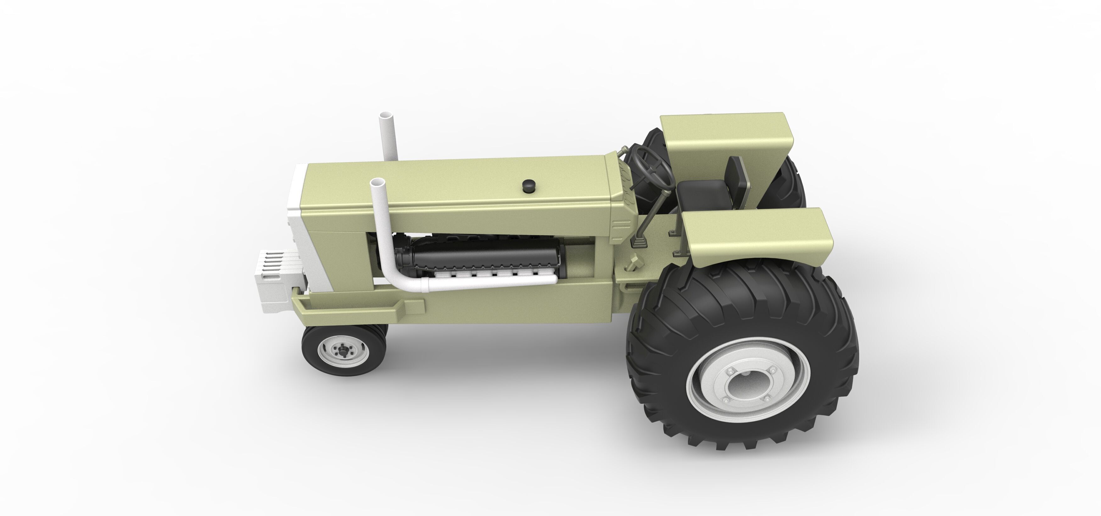 Vintage Pulling tractor Version 2 Scale 1 to 25 3D print model_10