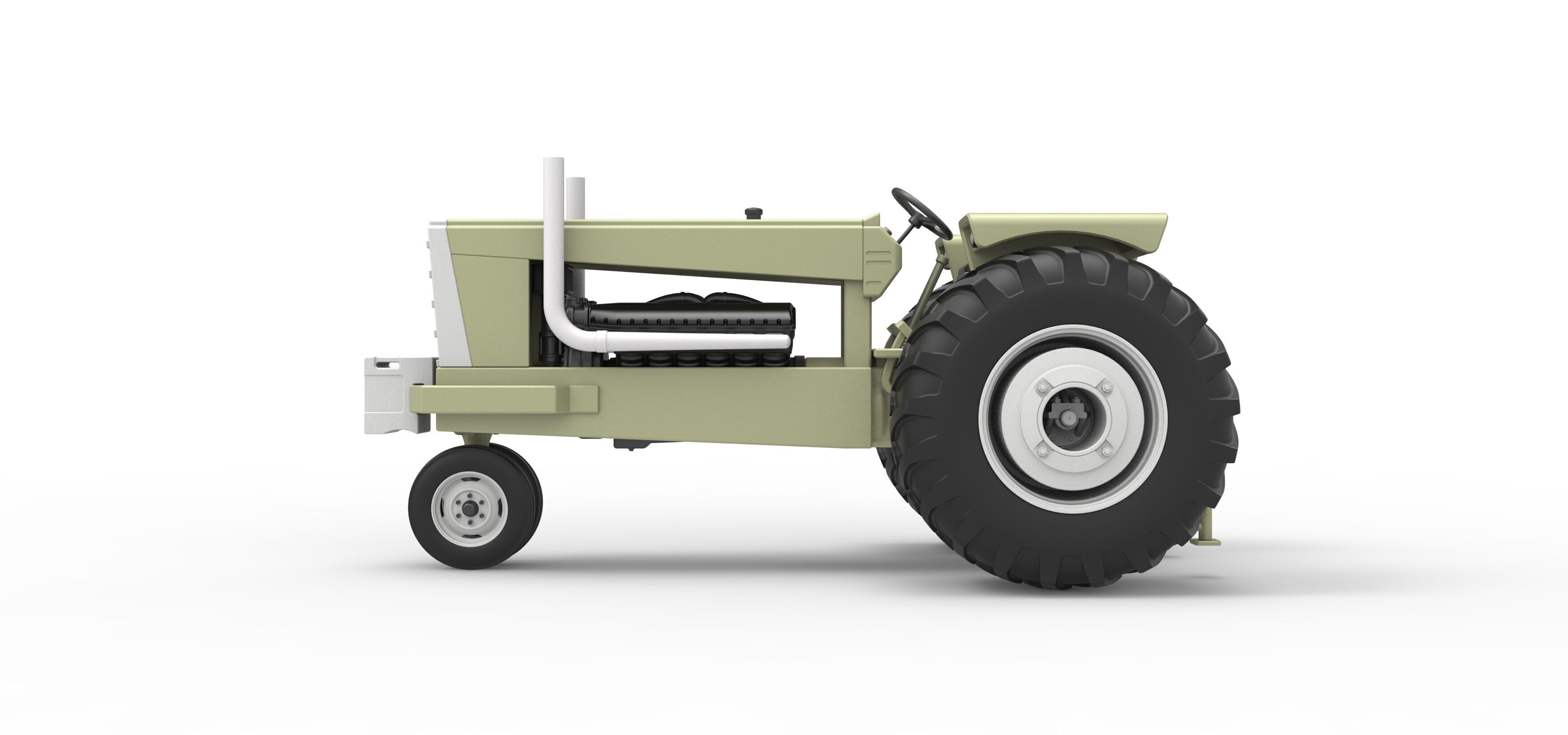 Vintage Pulling tractor Version 2 Scale 1 to 25 3D print model_9