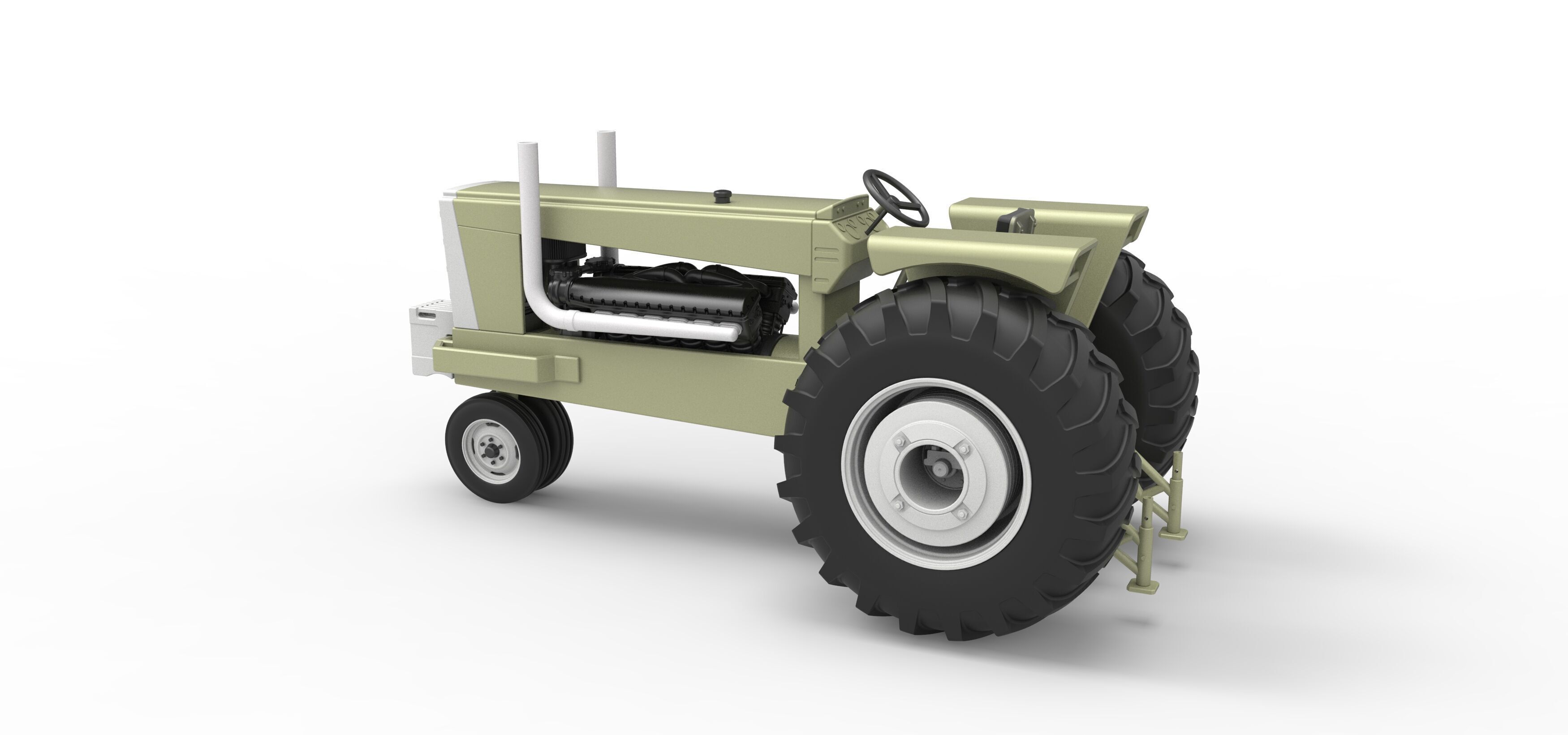 Vintage Pulling tractor Version 2 Scale 1 to 25 3D print model_12