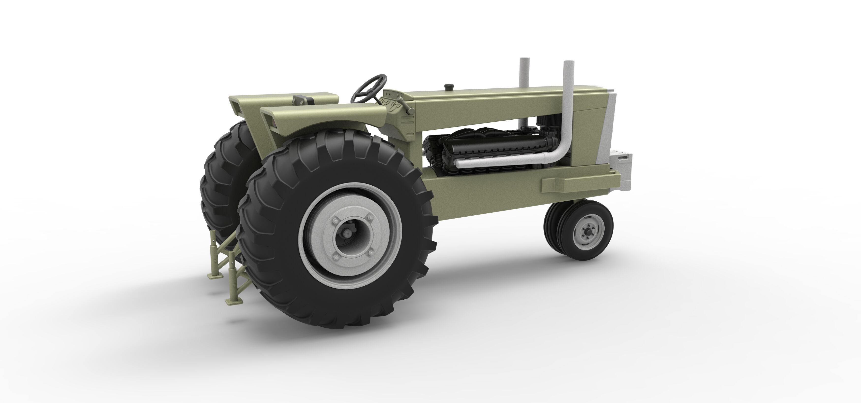 Vintage Pulling tractor Version 2 Scale 1 to 25 3D print model_17