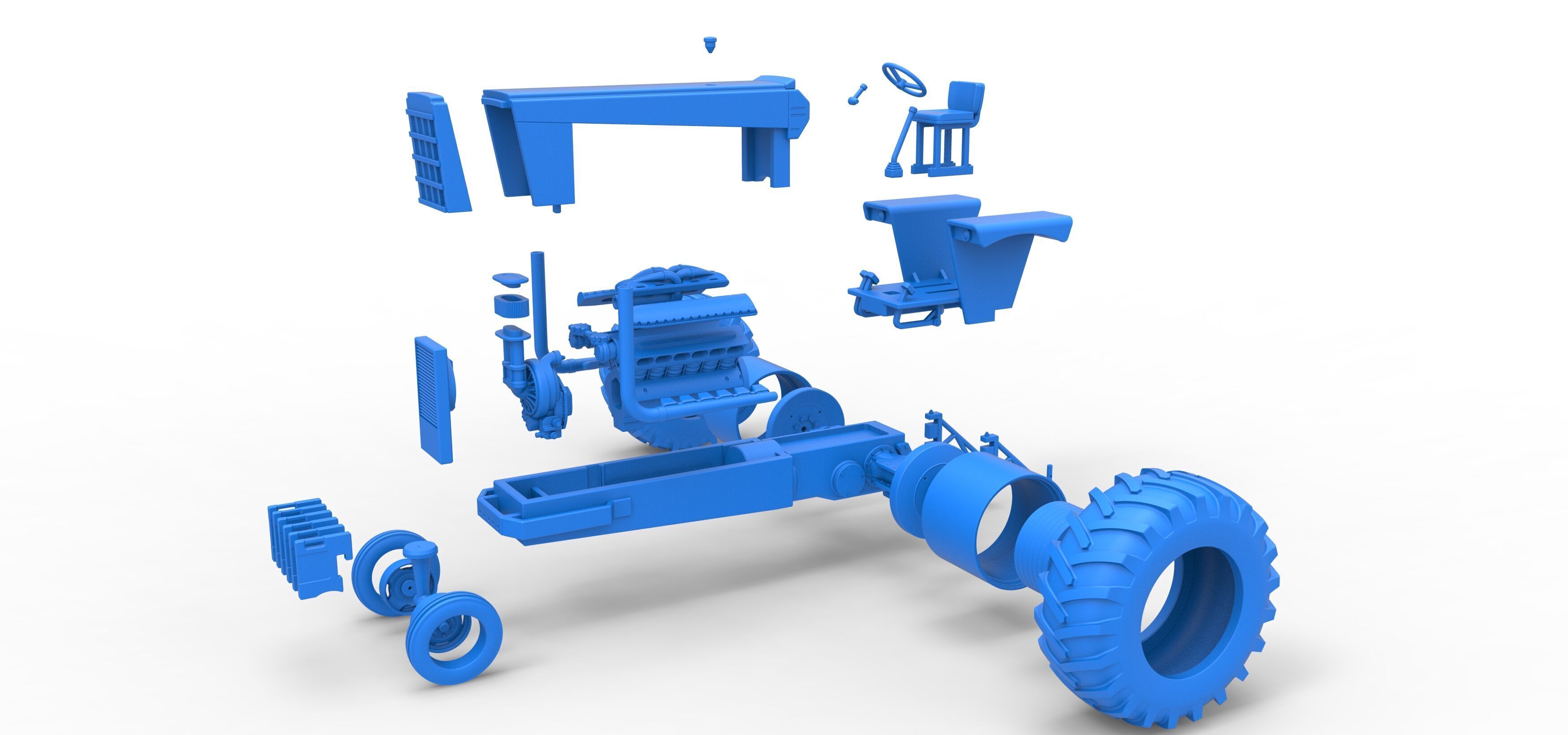 Vintage Pulling tractor Version 2 Scale 1 to 25 3D print model_39