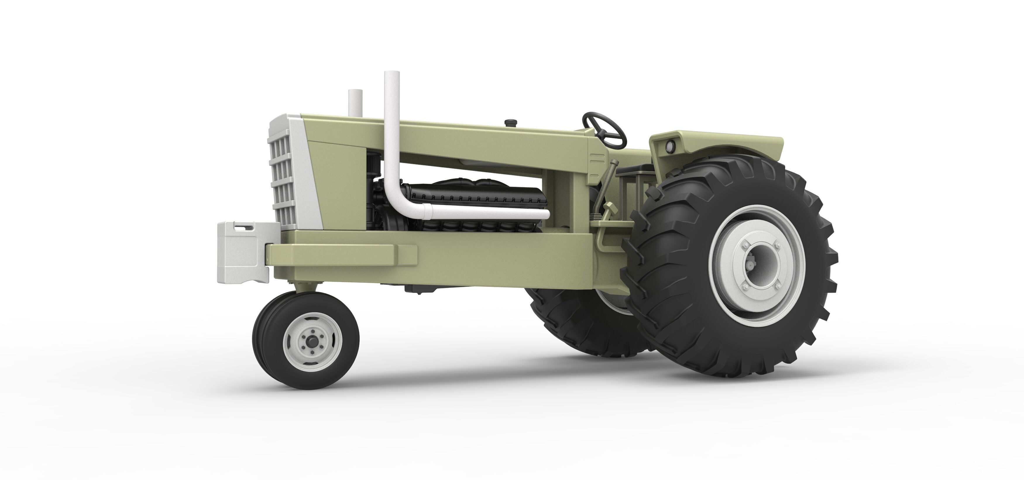 Vintage Pulling tractor Version 2 Scale 1 to 25 3D print model_2