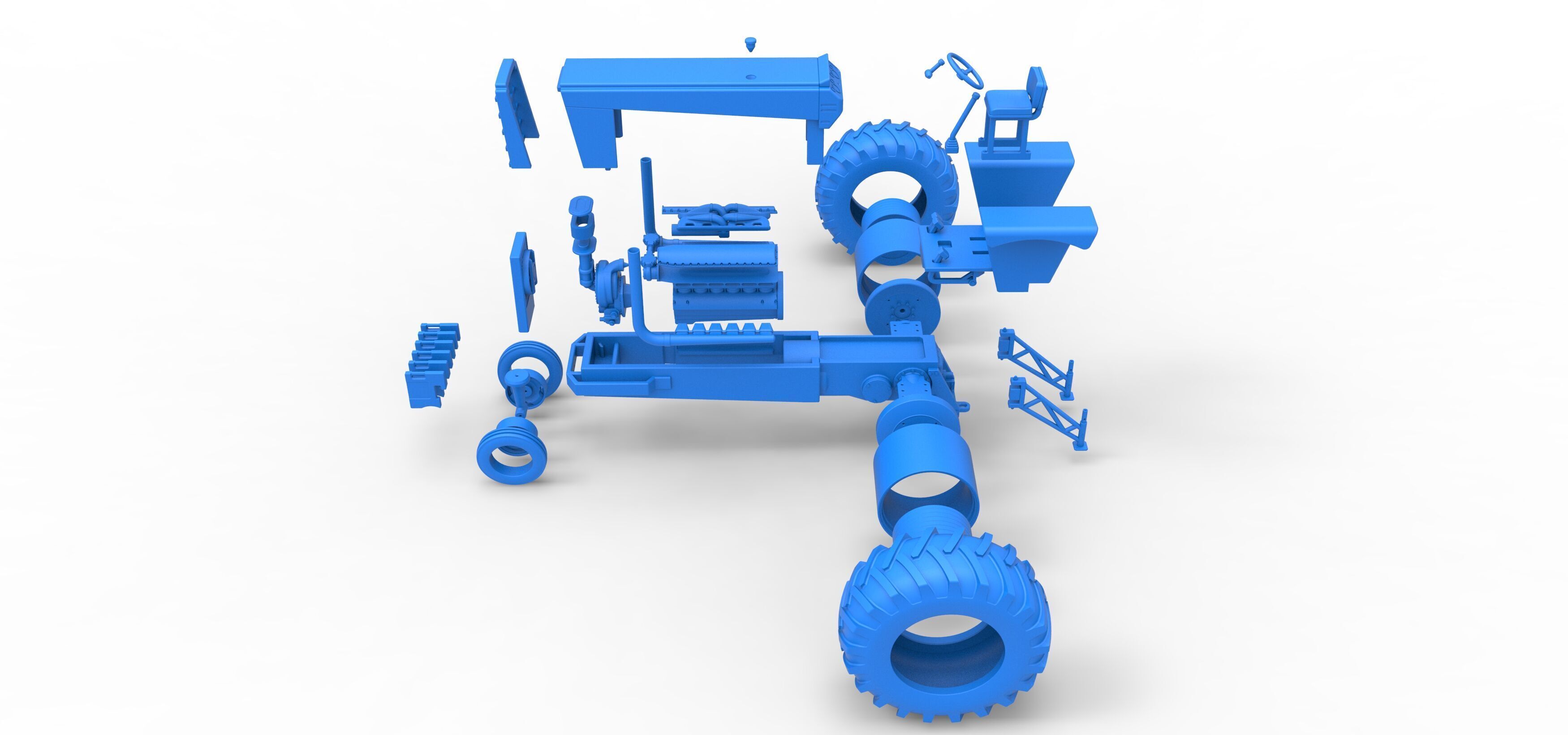 Vintage Pulling tractor Version 2 Scale 1 to 25 3D print model_44