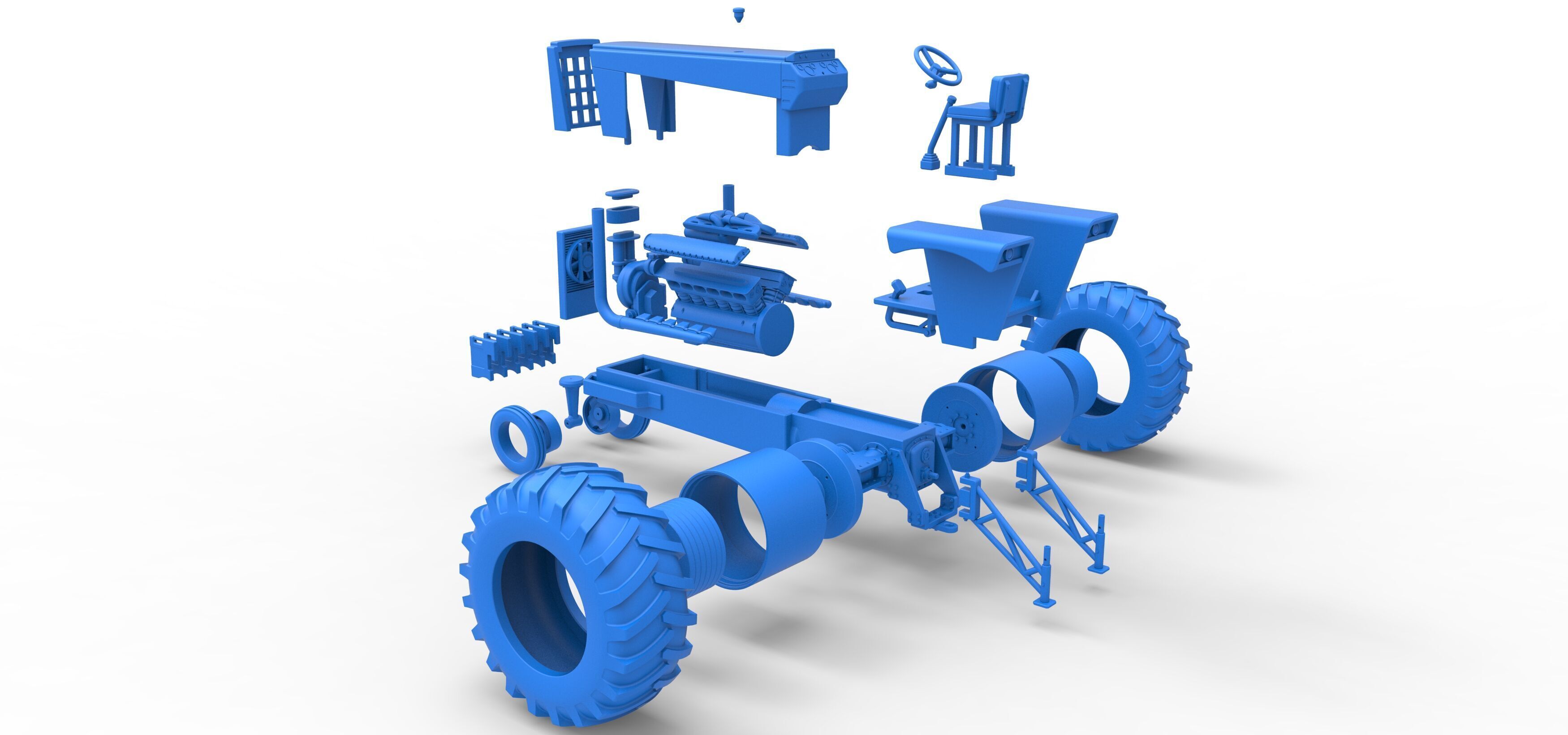 Vintage Pulling tractor Version 2 Scale 1 to 25 3D print model_45