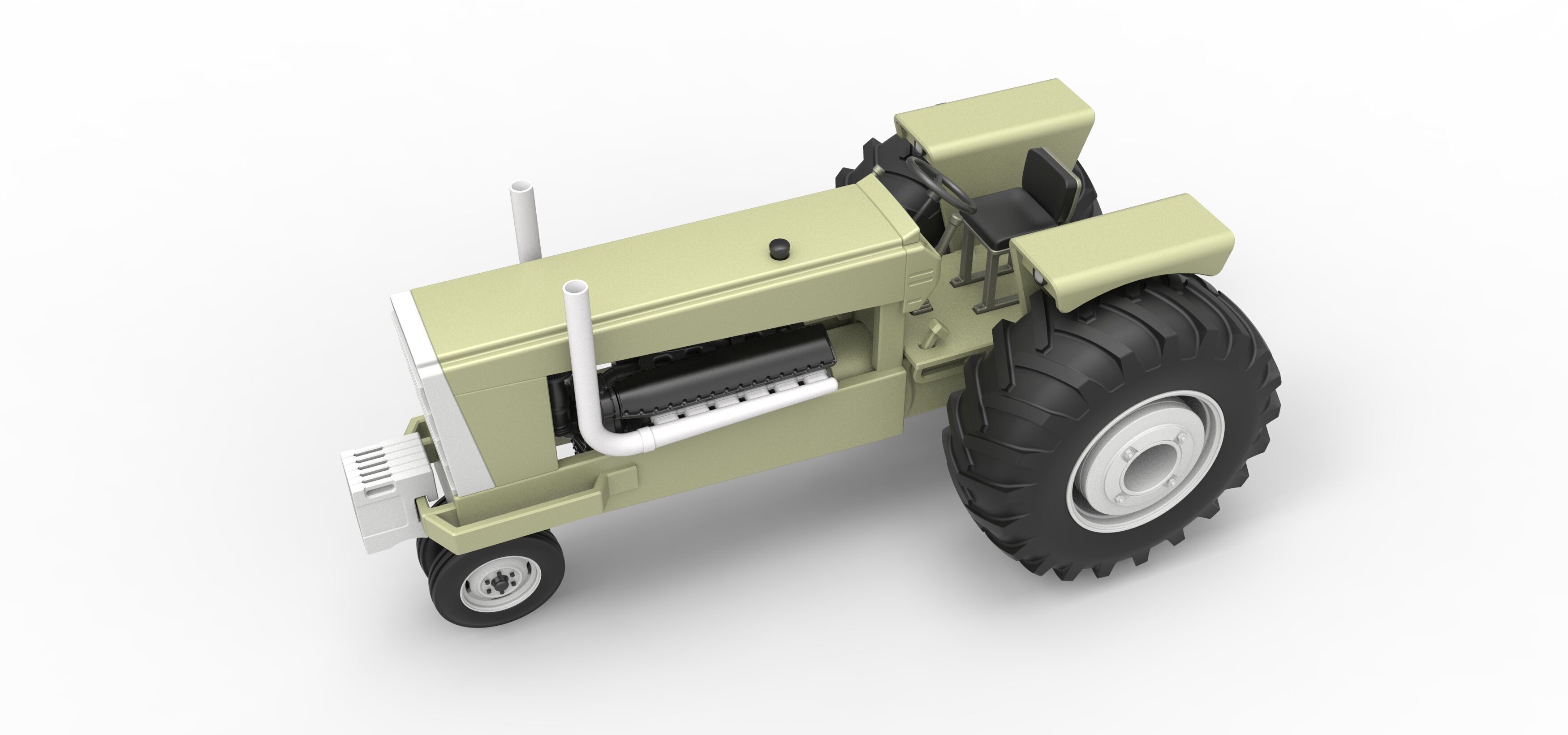 Vintage Pulling tractor Version 2 Scale 1 to 25 3D print model_4