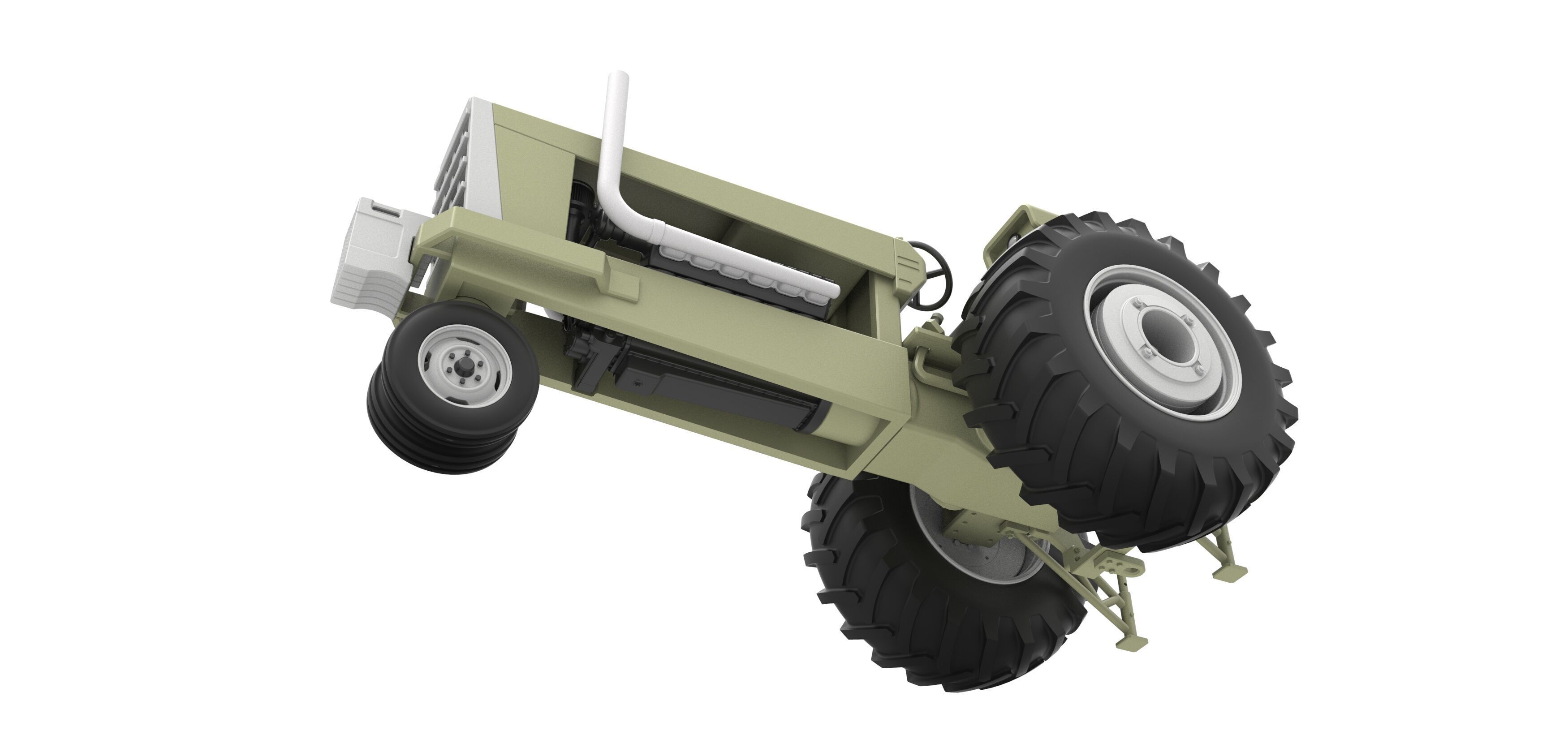 Vintage Pulling tractor Version 2 Scale 1 to 25 3D print model_3