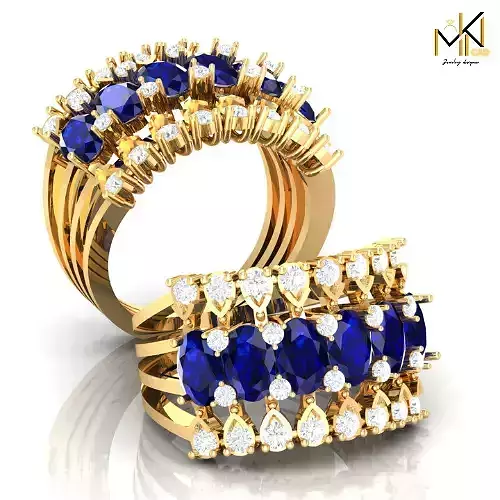 Luxury Sapphire and Diamond Cocktail Ring   3D CAD Jewelry Model 3D print model