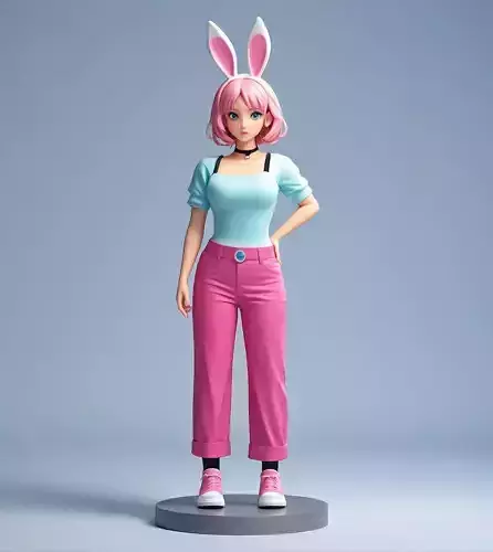 Bunny Girl anime style Pink Haired  3D model