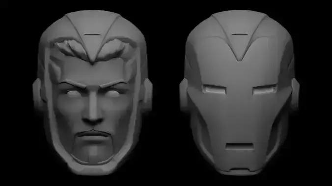 IRONMAN AND TONY STARK  HEAD SCULPT 3D print model