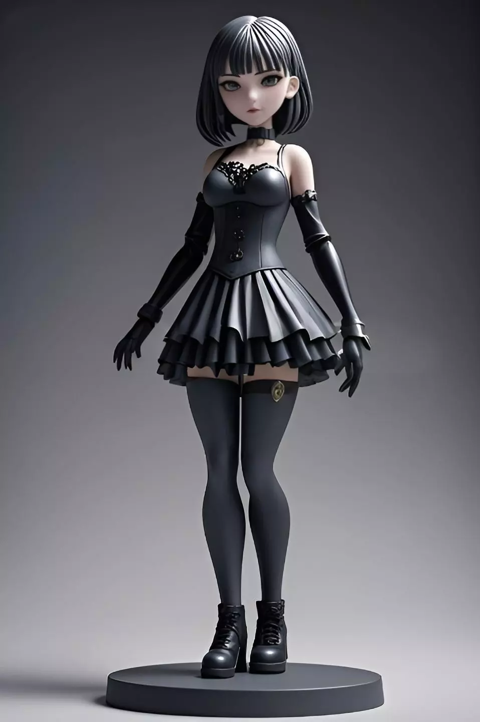 Gothic Anime Girl with Combat Boots 3D print model