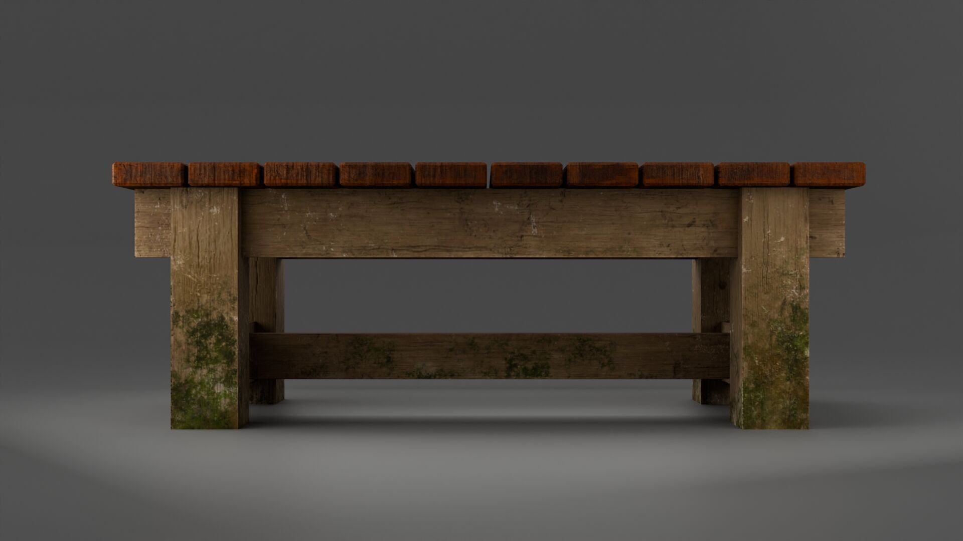 Old Wooden Bench with Moss and Dirt Lowpoly PBR 3D Model Low-poly 3D model_5