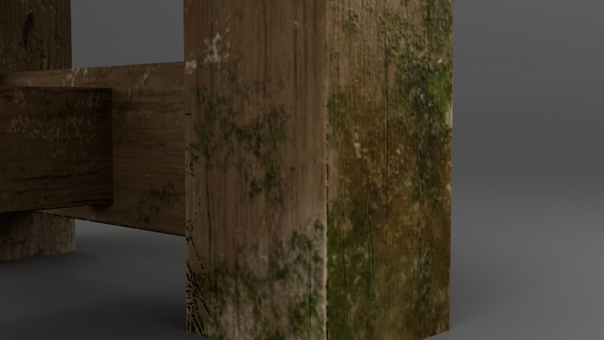 Old Wooden Bench with Moss and Dirt Lowpoly PBR 3D Model Low-poly 3D model_3