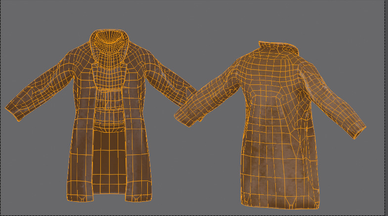 Lowpoly bandit long coat with vest Low-poly 3D model_9