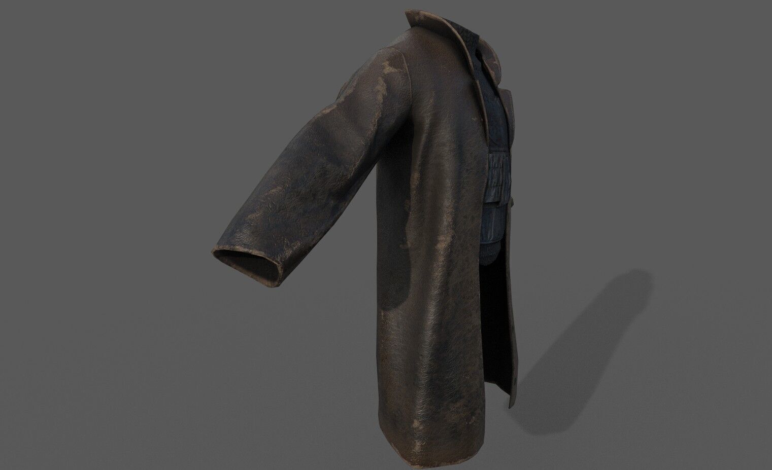 Lowpoly bandit long coat with vest Low-poly 3D model_4