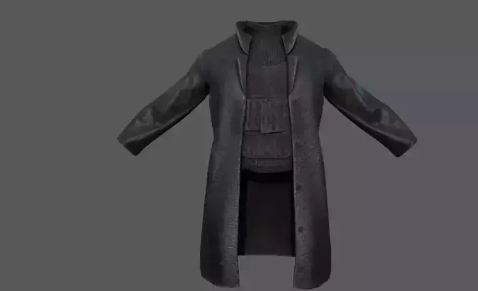 Lowpoly bandit long coat with vest Low-poly 3D model