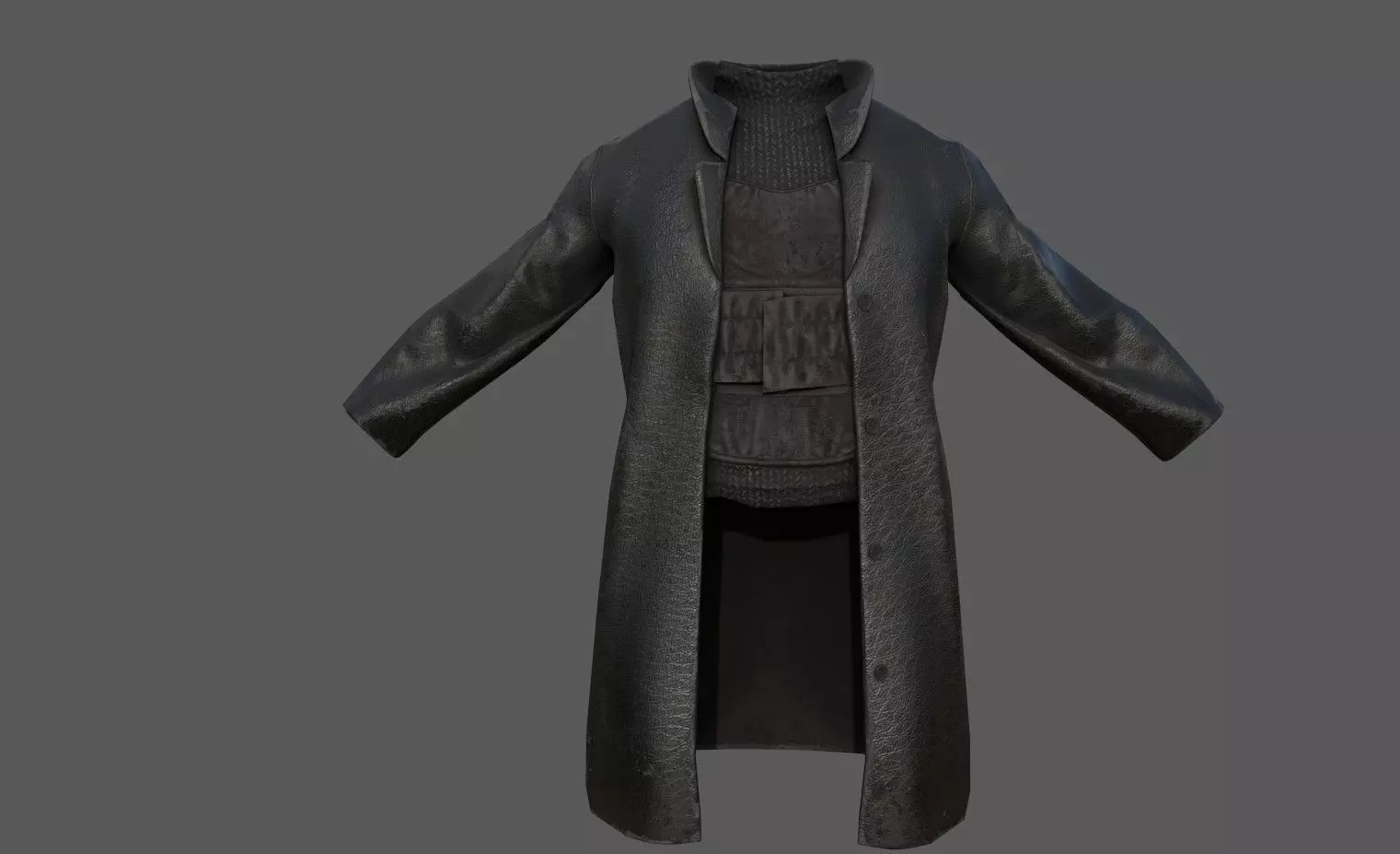 Lowpoly bandit long coat with vest Low-poly 3D model_0