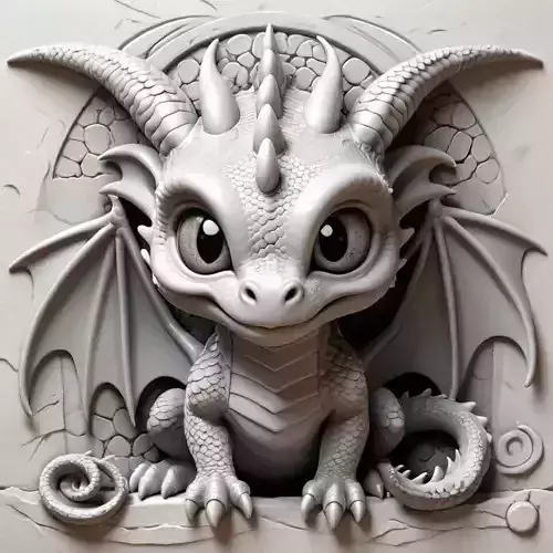 Stl 3d digital file format for a dragon face 3D print model