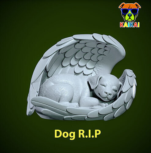Angel Dog model - Statue Dog - 3D print 3D print model