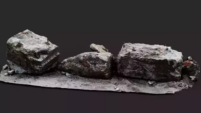 debris ruins large blocks PBR photogrammetry