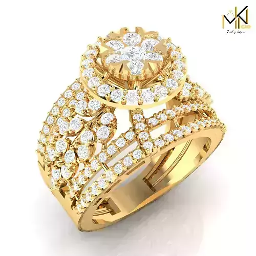 Floral Diamond Statement Ring    3D CAD Jewelry Model  3D print model