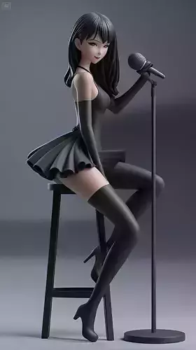 Anime Microphone Performer  Seated singer 