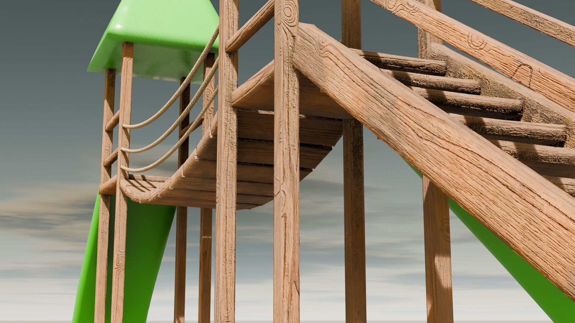 Playground castle with a slide Low-poly 3D model_4