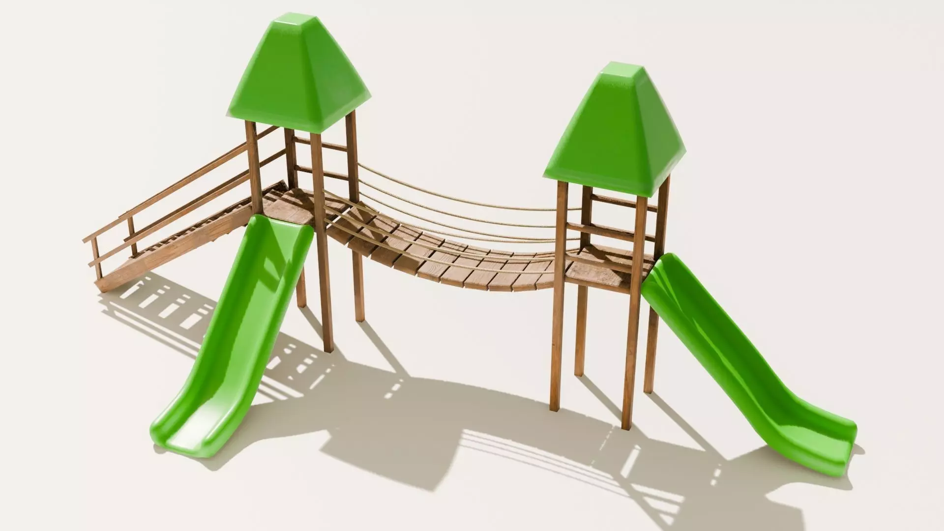 Playground castle with a slide Low-poly 3D model_0